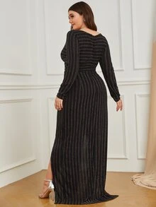 YISIKADO Plus Split Hem Glitter Dress - Multicolor - View 2