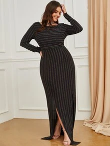 YISIKADO Plus Split Hem Glitter Dress - Multicolor - View 5
