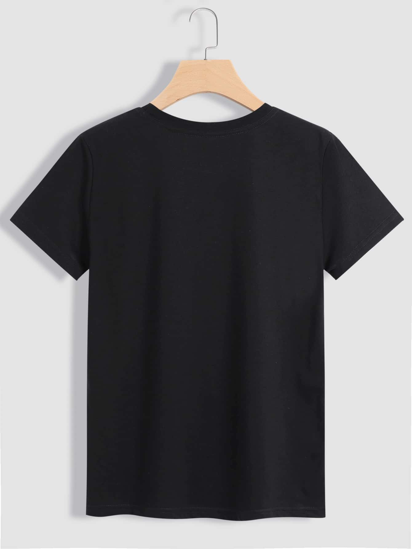 Camiseta Impressão do planeta - Preto - Visão 2