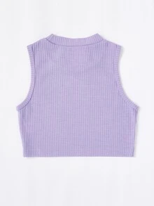 Toddler Girl Tank Tops & Camis Gân đan Hoa Slogan Giải trí - Màu Lilac Tím - Xem 2