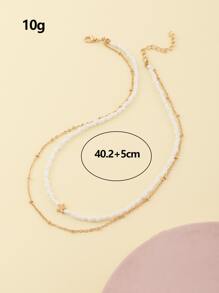女孩珠子裝飾多層次項鍊