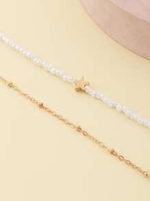 女孩珠子裝飾多層次項鍊