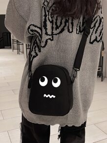 Túi đeo chéo mini thiết kế hoạt hình có khóa kéo thời trang nhẹ cho nữ đi học đi làm đi làm văn phòng kỷ niệm cho cặp đôi làm quà tặng sinh nhật vào ngày lễ tình nhân quà tặng cho giáo viên túi đeo bên hông điện thoại cho phụ nữ ví ví ví - màu đen - Xem 2