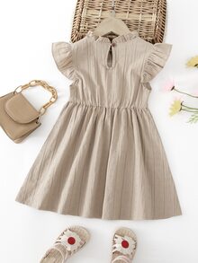 SHEIN Toddler Girls Floral Embroidery Swiss Dot Ruffle Trim Dress