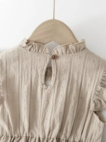 SHEIN Toddler Girls Floral Embroidery Swiss Dot Ruffle Trim Dress