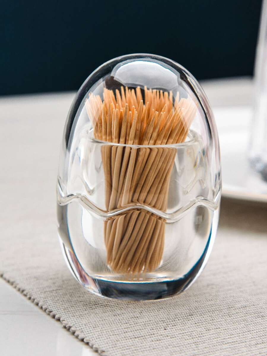 1pc Clear Toothpick Holder - Clear - View 1