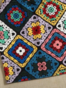 SHEIN VCAY Floral & Scarf Print Skirt - Multicolor - View 3