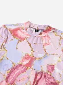 SHEIN Privé Áo liền quần chặt Kích thước lớn Đá hoa Giải trí - Nhiều màu - Xem 4