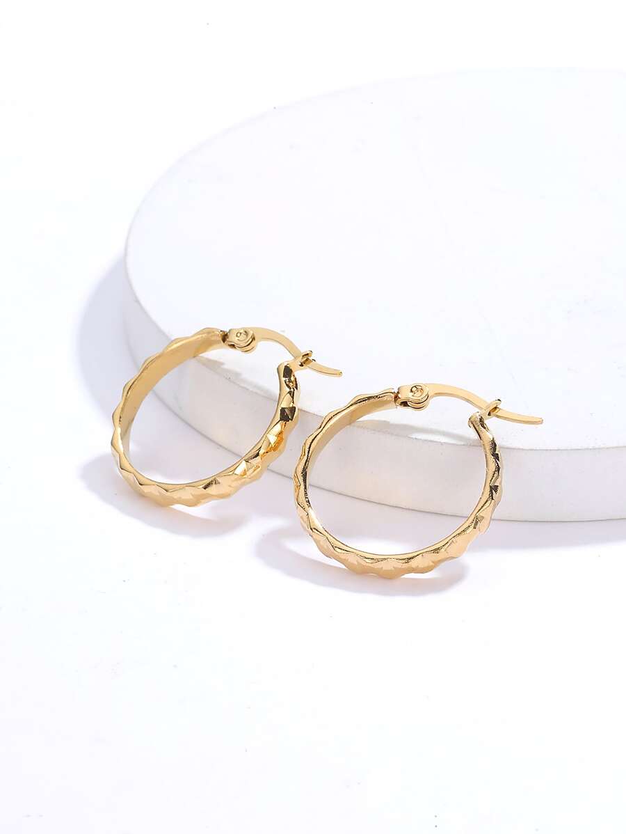 Vòng khuyên tai Textured Kim loại - Vàng - Xem 1