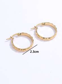 Vòng khuyên tai Textured Kim loại - Vàng - Xem 3