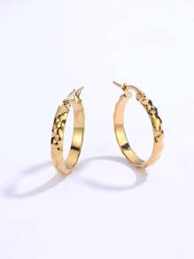 Vòng khuyên tai Textured Kim loại - Vàng - Xem 4