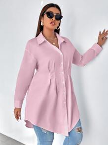 Calvaya Camisa con fruncido de hombros caídos - Rosa vieja - Ver 1