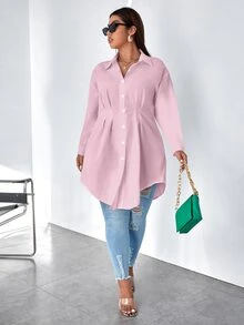 Calvaya Camisa con fruncido de hombros caídos - Rosa vieja - Ver 5