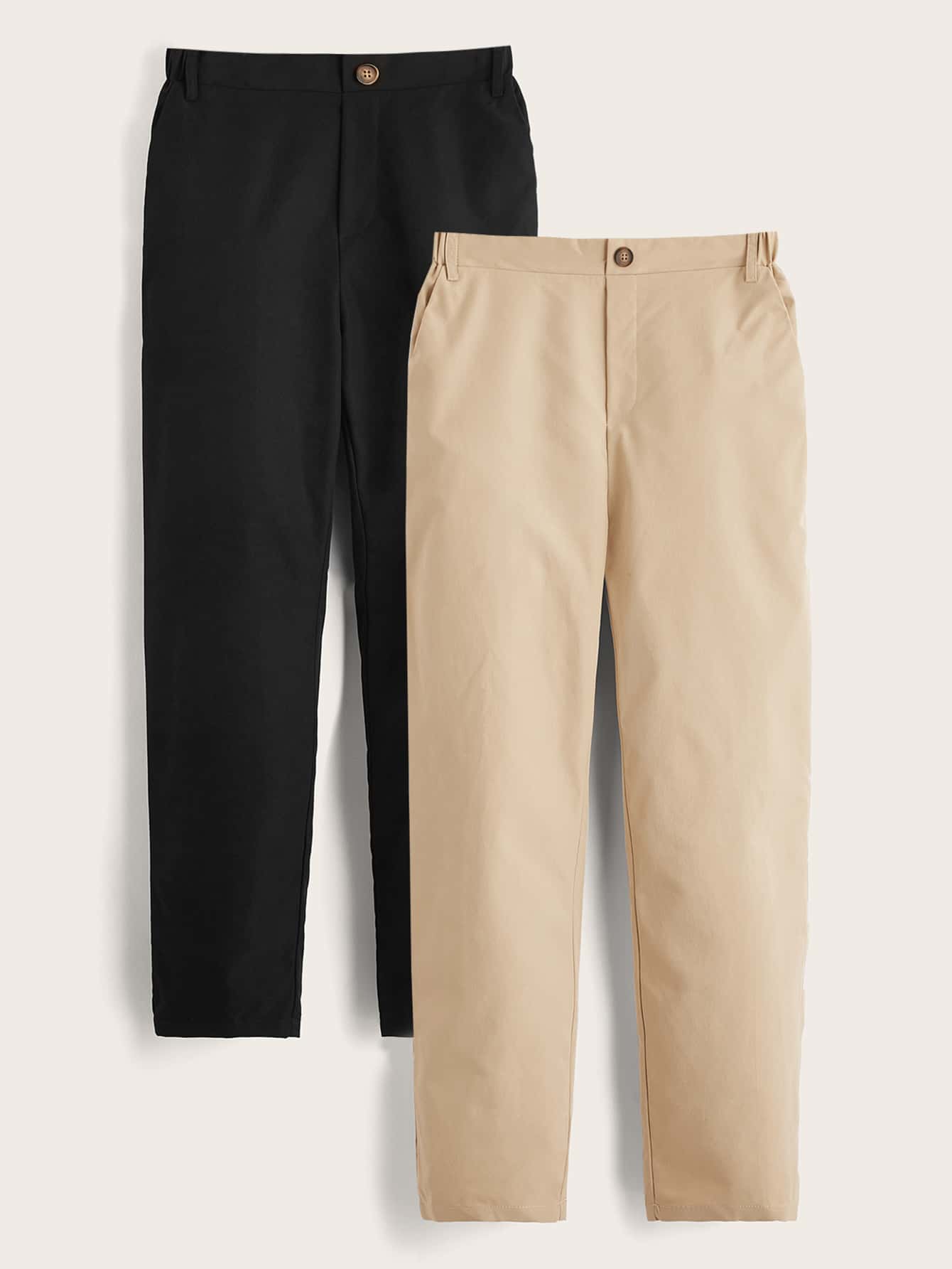 SHEIN Tween Boy 2pcs Slant Pockets Pants, School, Campus, College