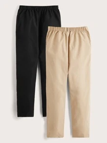 SHEIN Tween Boy 2pcs Slant Pockets Pants, School, Campus, College