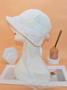 蕾絲裝飾漁夫帽 - 白色 - 查看 3