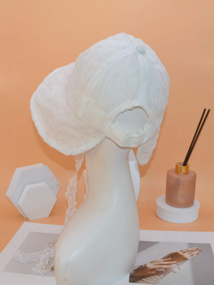 蕾絲裝飾漁夫帽 - 白色 - 查看 4