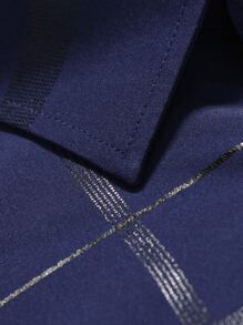 Manfinity Mode Hombres Camisa de cuadros con botón - Azul Marino - Ver 5