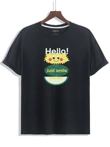 Tops Nam Hoạt hình Slogan Giải trí - màu đen - Xem 1