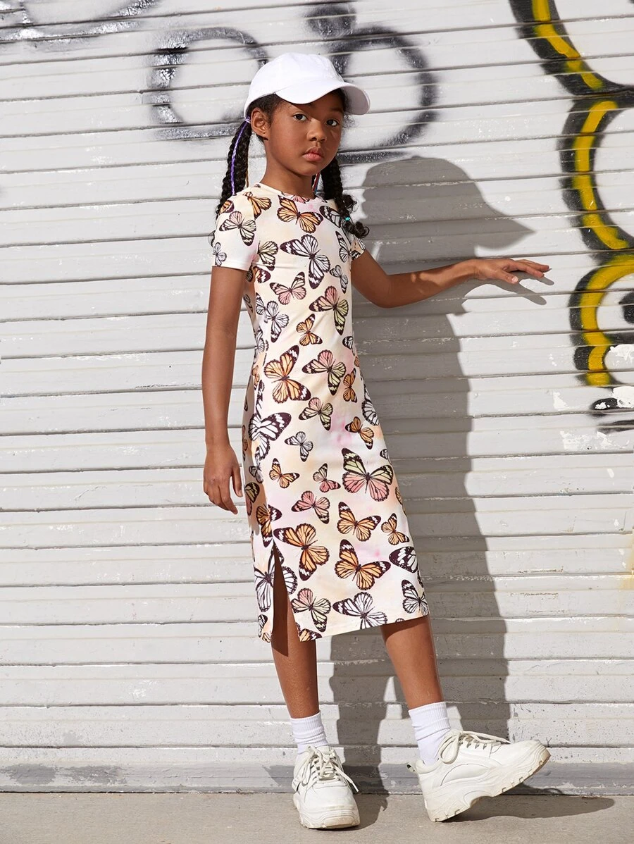 SHEIN Đầm Gái Chia Loại bướm Ăn mặc đẹp - Nhiều màu - Xem 1