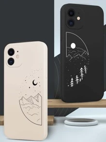 Couple Phone Cases 2pcs Moon & Tree Pattern Phone Case Compatible With IPhone 11,IPhone 13,IPhone 14 Pro Max - Multicolor - View 3