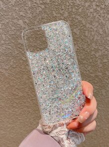 閃亮手機殼帶環支架相容 Iphone 15/15promax/15pro/15plus/11/12/13/14promax/xs/xr/11pro/11promax/12pro/12promax/13pro/13promax/7plus/14pro/14promax/14plus/7 /8plus/se2 , 軟殼 - 銀色 - 查看 3