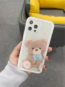 Cartoon Bear Clear Phone Case - Brown - View 2