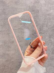 對比色邊框透明手機殼，適用於iPhone 11、iPhone 13、iPhone 14 Pro Max - 粉色 - 查看 2