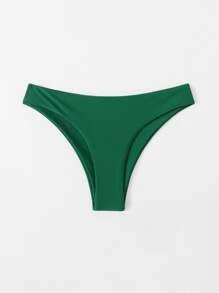 SHEIN Swim Summer Beach Plain Bikini Bottom Bathing Suit Bottoms - Dark Green - View 1