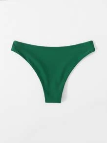 SHEIN Swim Summer Beach Plain Bikini Bottom Bathing Suit Bottoms - Dark Green - View 2