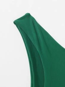 SHEIN Swim Summer Beach Plain Bikini Bottom Bathing Suit Bottoms - Dark Green - View 4