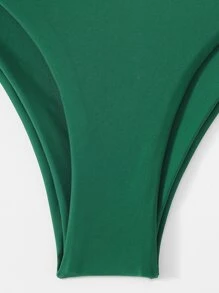 SHEIN Swim Summer Beach Plain Bikini Bottom Bathing Suit Bottoms - Dark Green - View 5