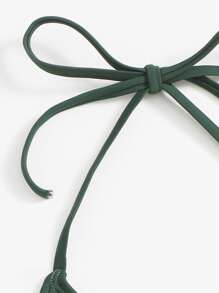 Sweetra Summer Beach Mono Bikini Set Halter Triangle Bra & Tie Side Bottom 2 Pieces Bikini