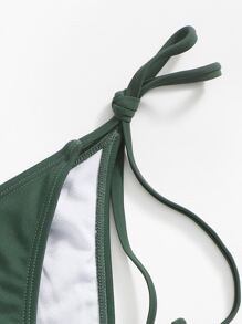 Sweetra Summer Beach Mono Bikini Set Halter Triangle Bra & Tie Side Bottom 2 Pieces Bikini