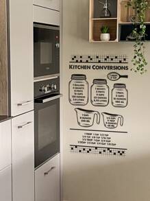 2pcs Kitchen Conversion Pattern Wall Sticker - Black - View 1