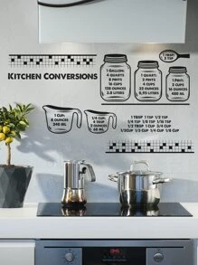 2pcs Kitchen Conversion Pattern Wall Sticker - Black - View 3