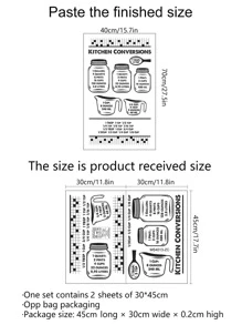 2pcs Kitchen Conversion Pattern Wall Sticker - Black - View 4