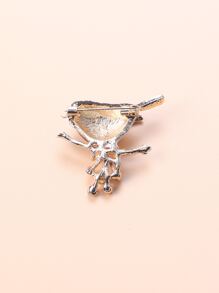 1入組復古鋅合金水鑽裝飾小鳥設計胸針適合女士日常裝飾 - 彩色 - 查看 2