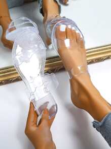 Minimalist Clear Flat Slides - Clear - View 1