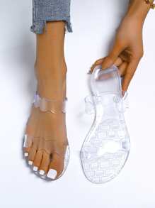 Minimalist Clear Flat Slides - Clear - View 2