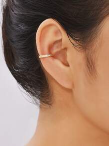 C3204 1pc Rhinestone Decor Ear Cuff Copper Jewelry - Yellow Gold - View 1