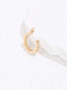 C3204 1pc Rhinestone Decor Ear Cuff Copper Jewelry - Yellow Gold - View 4