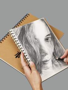 Sách phác thảo xoắn ốc 1pc - màu nâu - Xem 2