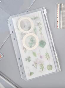 1pc Plain Waterproof Zipper Folder - Clear - View 1