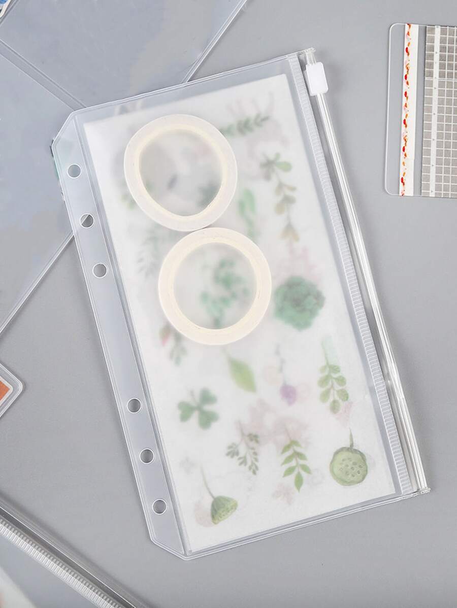 1pc Plain Waterproof Zipper Folder - Clear - View 1