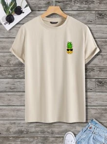 Manfinity 男士眼鏡和鳳梨印花T恤 - 卡其色 - 查看 1