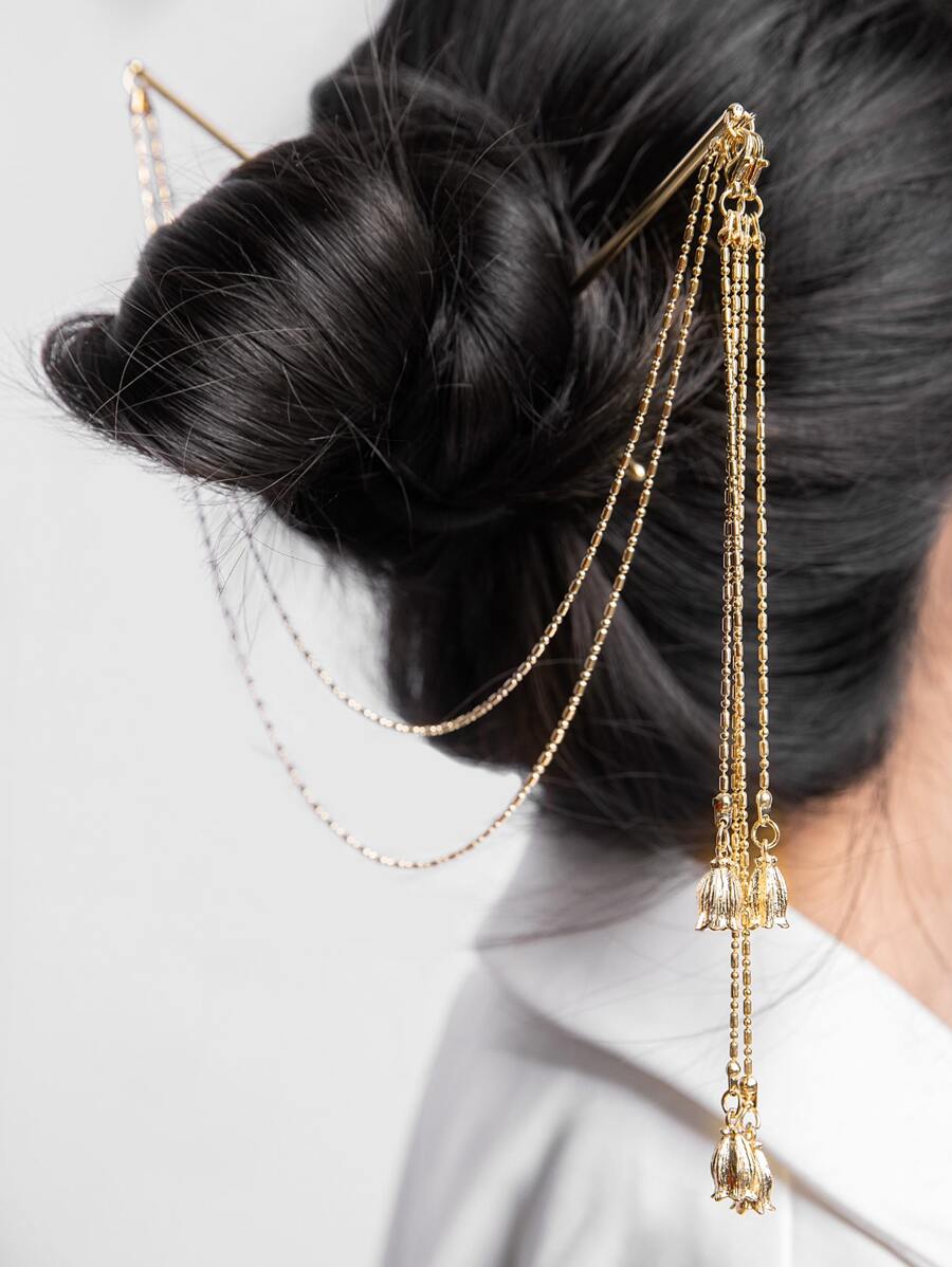 Horquilla de metal con diseño de flor - Multicolor - Ver 1