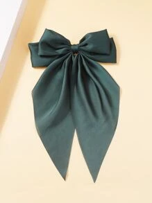 1 Miếng Của phụ nữ Nhỏ bé Nơ Ruy băng Kẹp tóc Với Đàn hồi Kẹp Tóc Đồ trang sức - Màu xanh lá cây đậm - Xem 2