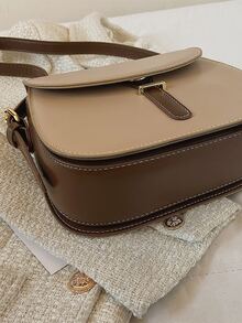 Bolso sillín de dos tonos con solapa - Caqui - Ver 2