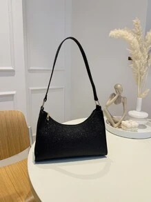 極簡風格金屬亮絲法棍包 - 黑色 - 查看 1